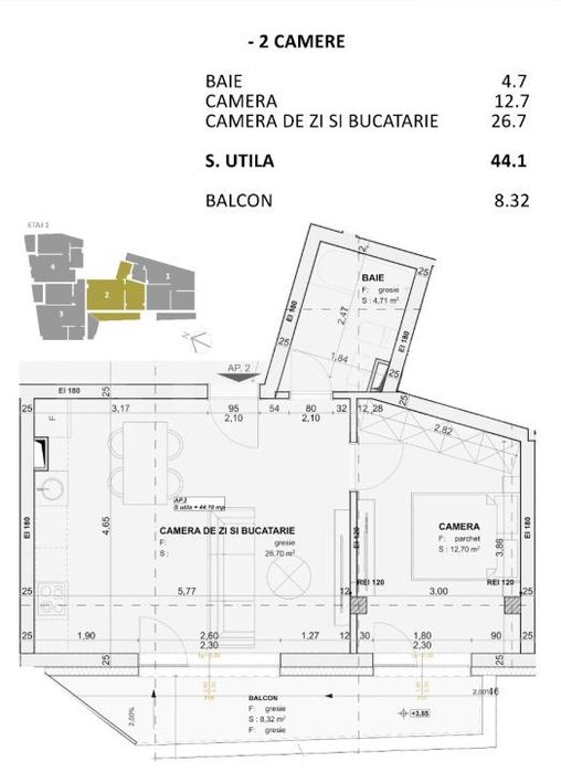 Apartament 2 camere, FINISAT LUX, nZEB, zona Centrala
