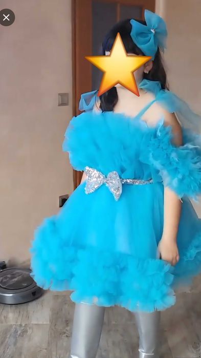 Рокля за госпожица на 10години с подарък панделка за глава