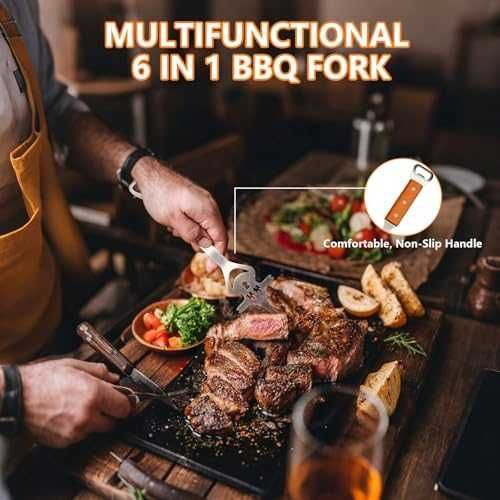 Нов BBQ комплект 3 части неръждаема стомана с дървени дръжки готвена скара грил инструменти