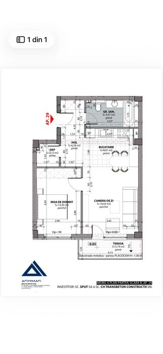 PF Vand apartament 2 camere