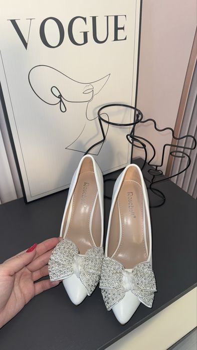 Туфли белый, туфли золушки с бантом