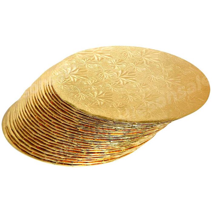 5 Броя Подложки за Торта, Височина 6 мм, Златиста, 3 Размера