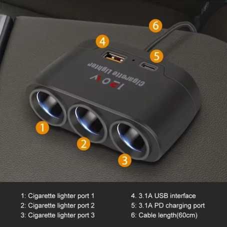 Сплитер за запалка за кола тир и др. 24V , 12 V