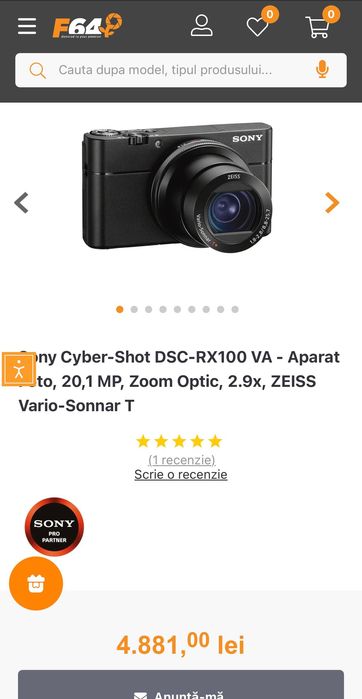 Sony Cyber-Shot DSC-RX100 VA - Aparat Foto, 20,1 MP, Zoom Optic, 2.9x