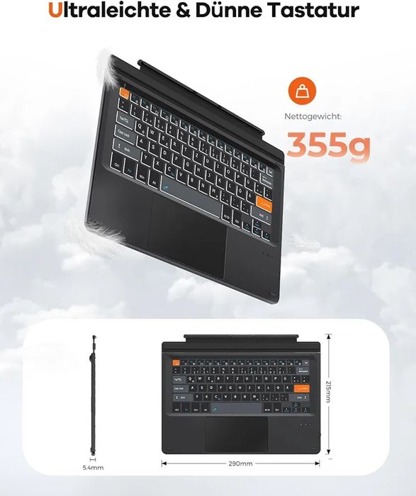 Doohoeek Bluetooth клавиатура за Surface Pro 7+/7/6/5/4/3 с подсветка