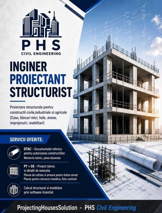 Inginer structurist – Proiecte rapide, clare. Colaborări cu arhitecți (case, blocuri mici, hale)