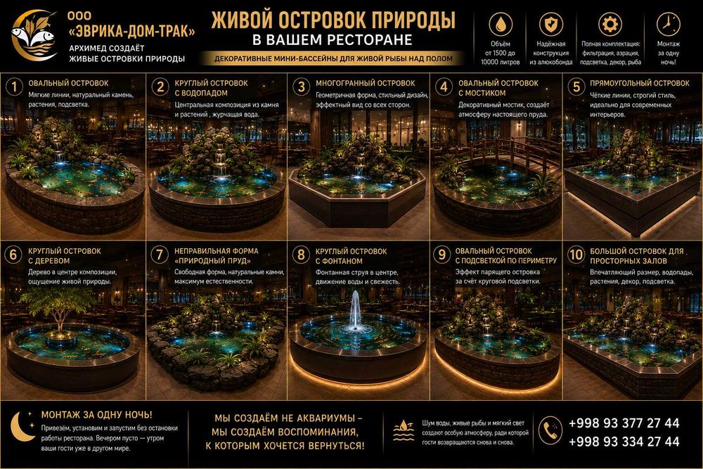 Живые островки в кафе, ресторанах и гостиницах.