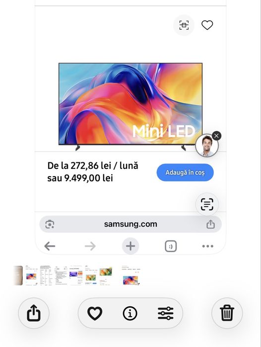 Televizor 85” MiniLED, Ultra HD, 4K Smart tv, 85M70H, Vision AI, HDR, 214 cm (2026)