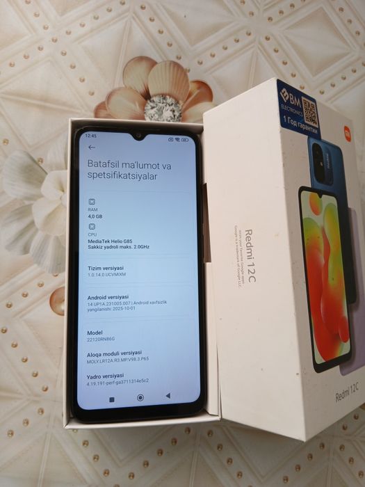 Assalomu aleykum srochni Redmi 12 c xotira 128 gbayt sotiladi