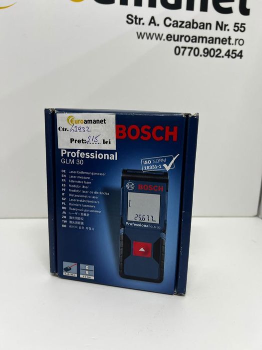 Telemetru Bosch Glm 30, 30m, 2mm precizie -I-