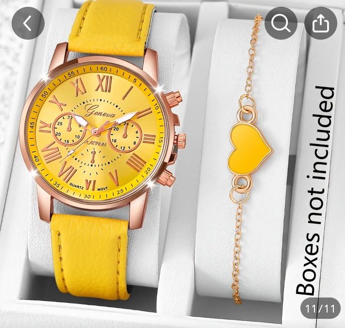 Луксозен комплект -дамски кварцов часовник и гривна,висококачествена к