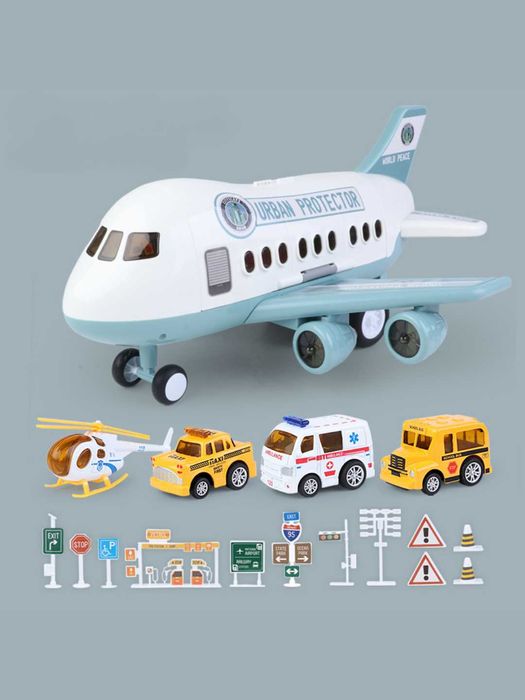 Игровой набор:Грузовой самолёт с полицейскими машинками и аксессуарами