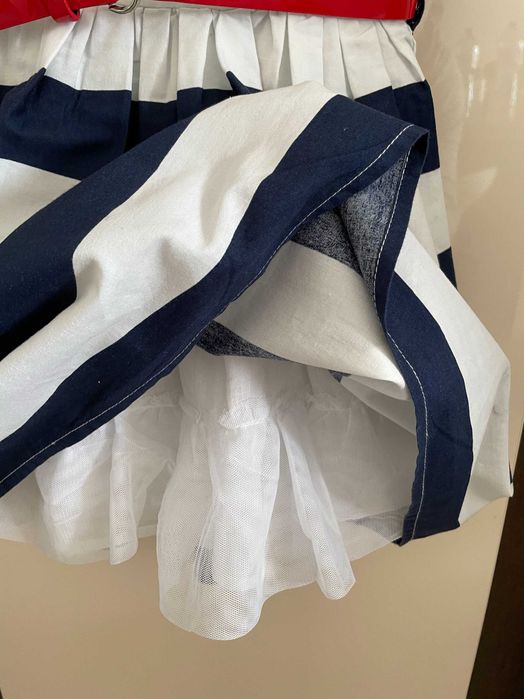 Рокля в бяло и синьо райе за момиче на Minoti/Миноти, размер 92-98 см.