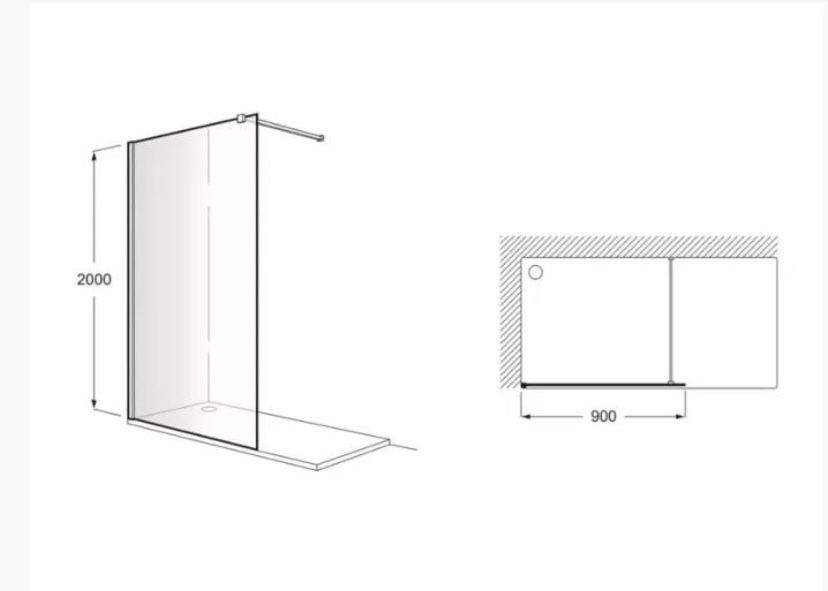 Статичен параван Roca - черен профил 90/200 6мм