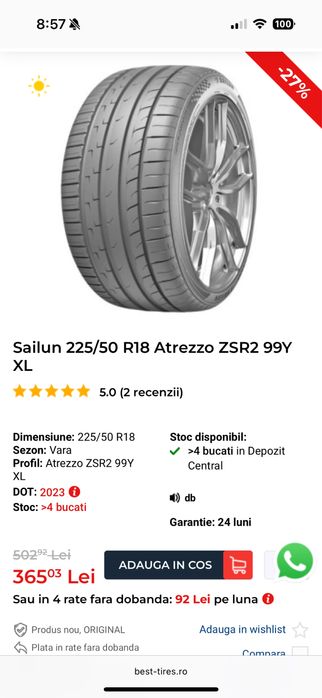 Anvelope vara (cauciucuri) Sailun-Atrezzo ZSR 2 XL 225 50 R18 99 Y