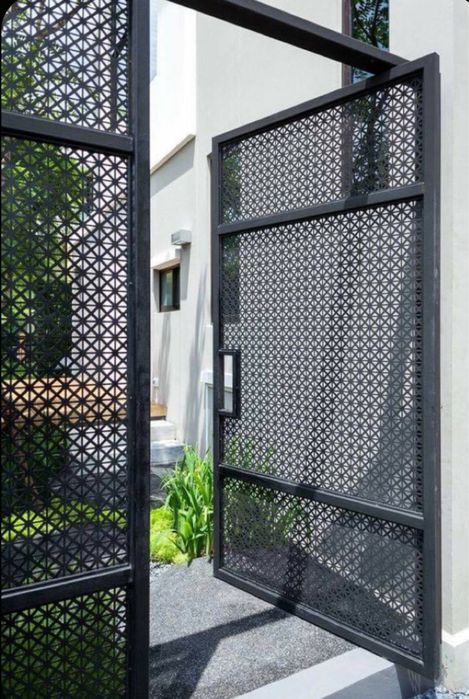 Ворота в стиле хай тек и лофт забор hi-tech darvoza