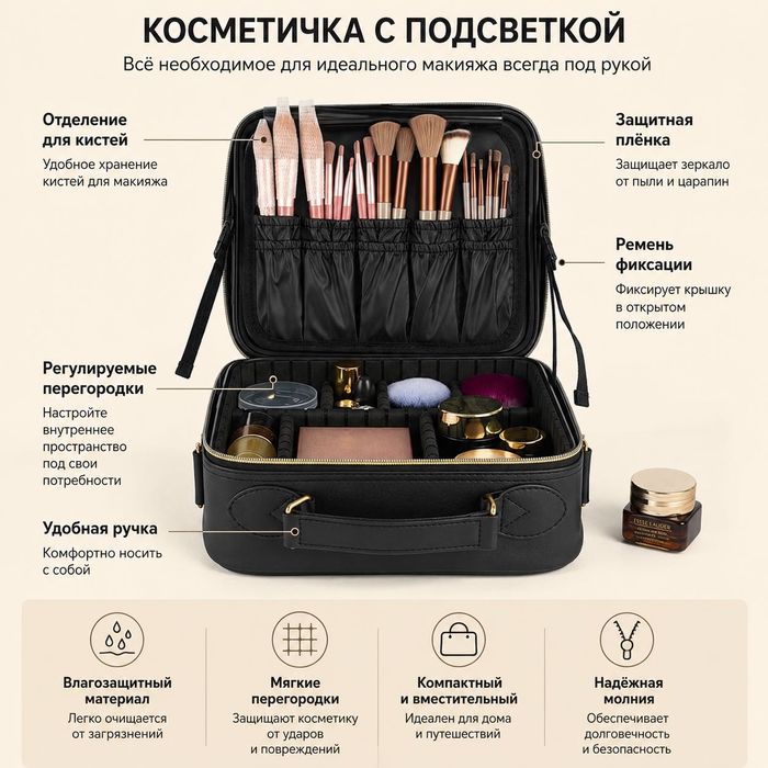 Сумка косметичка с LED-зеркалом