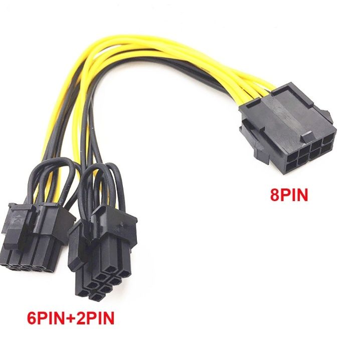 Переходник питания для видеокарт 4 PIN Molex на 8 PIN PCIe, 2 + 6 PIN