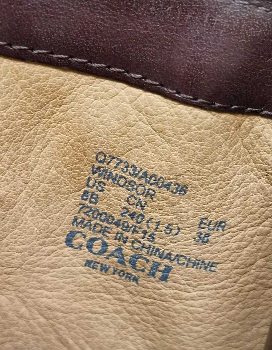 Botine maro dama originale piele naturala Coach ghete office femei