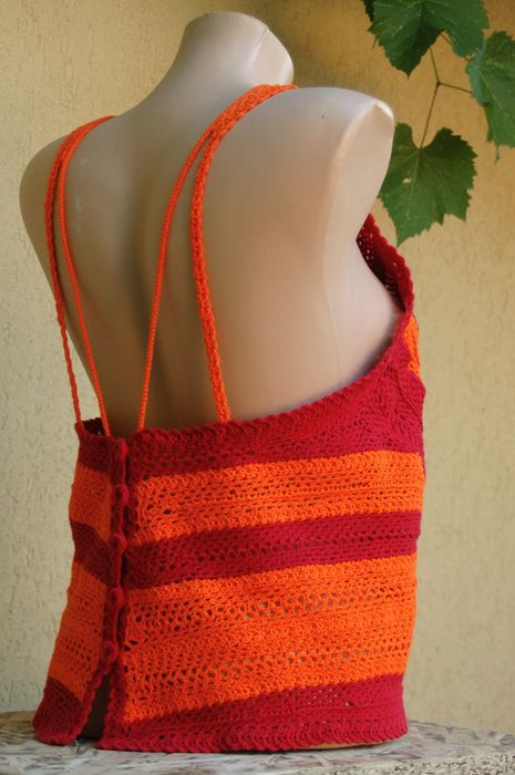 ~top.damă.orange~hand.made~unicat~