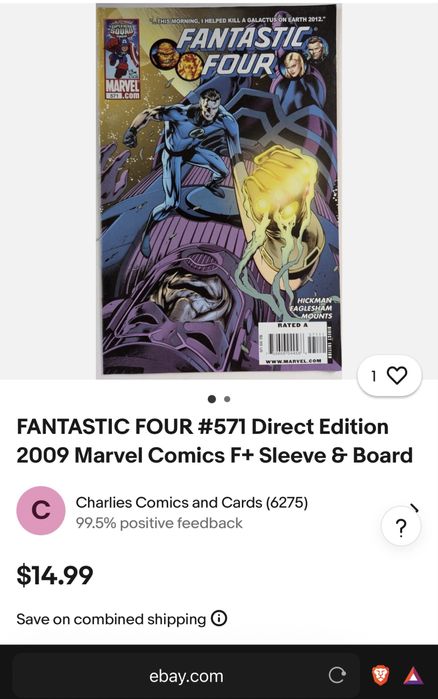 2009 Marvel Comics FANTASTIC FOUR #571 Direct Edition