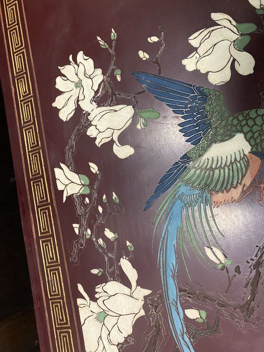 Японска лакирана маса Chinoiserie ръчна декорация Japan 1970