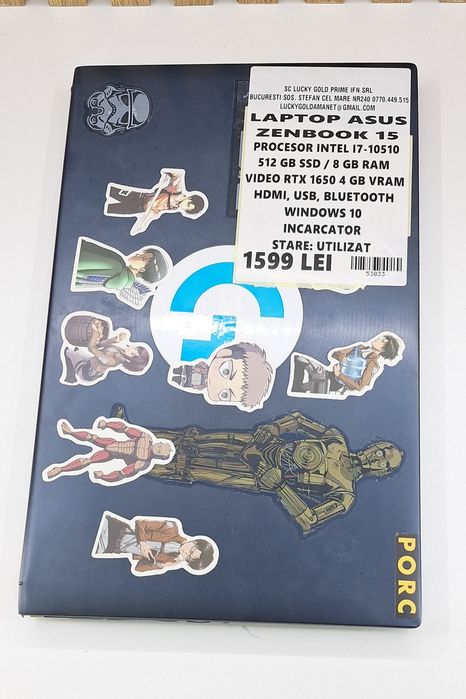 Asus ZenBook 15 i7 10510 512Gb 8Gb RTX 1650 Garantie/Factura #53033