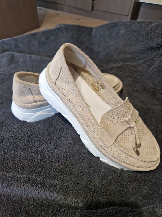 Дамски мокасини от естествен велур