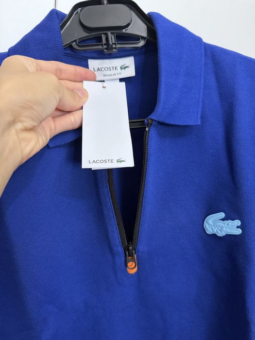 Поло lacoste синего цвета