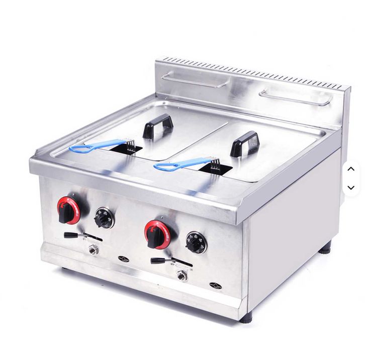 Friteuza 2x15L pe Gaz de butelie – Inox, Dubla, Transport Rapid