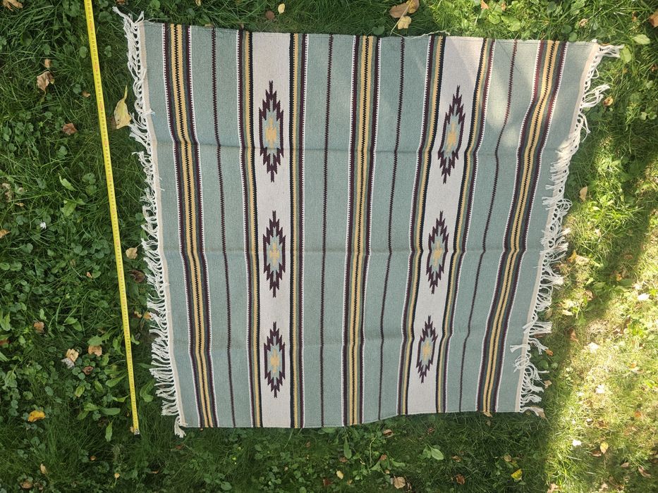 Covor tradițional Bucovina, lână, lucrat manual, nou – 130×130 cm