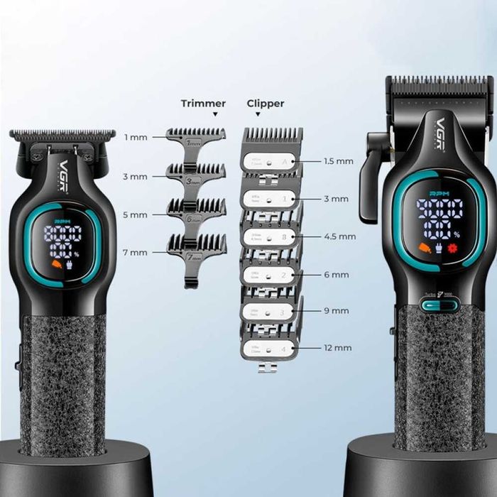 машинка за подстригване + тример VGR V-886 S2 Grip Turbo 9000RPM