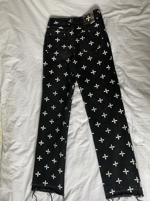 Джинсы с принтом прямого кроя