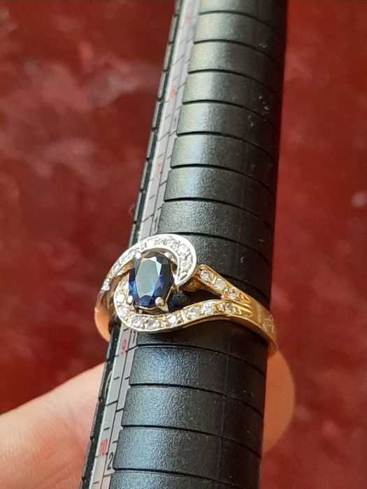 Inel aur 18kt safir diamant diamante mărimea 58