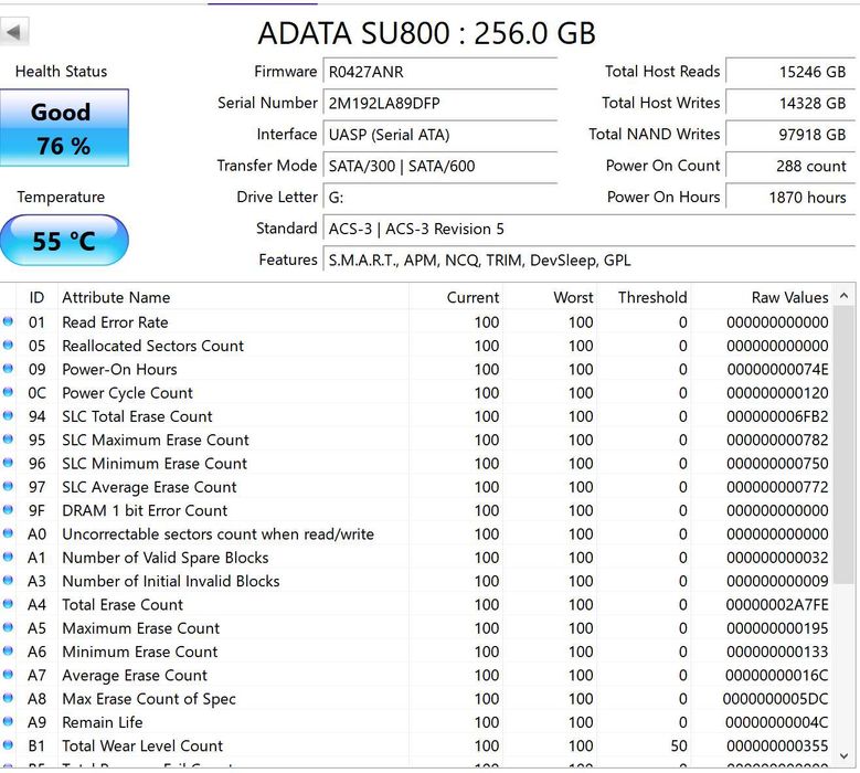 Adata SU800 256GB SATA SSD