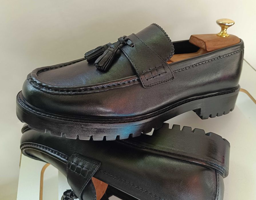 Pantofi loafer 42 42.5 premium tassel Walk London NOI piele natuala