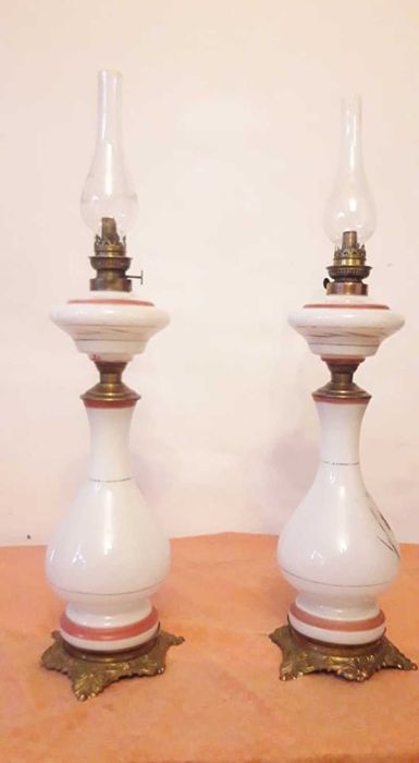 Lampa petrol din sticla pictura stil baroc