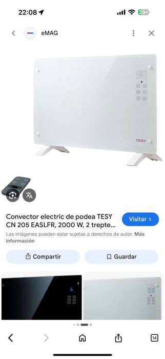 Convector sticla electric de podea Cn205EASLFRW