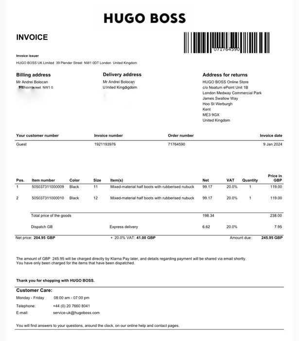 Ghete Barbati Hugo Boss