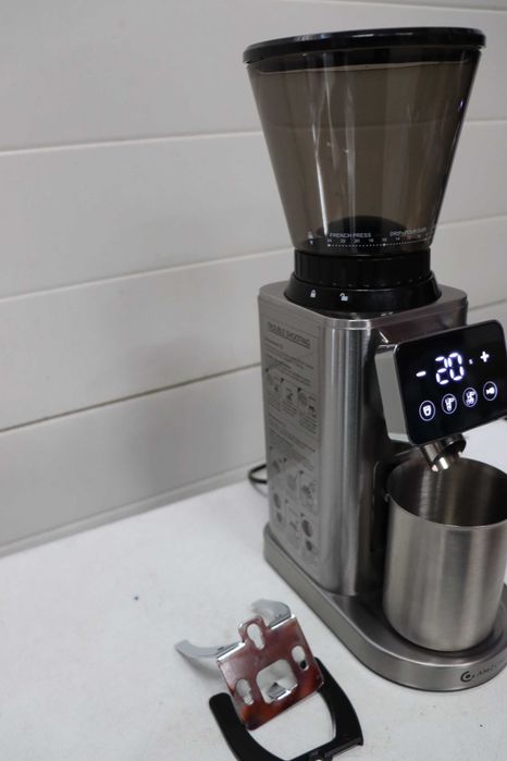 Електрическа кафемелачка AMZCHEF с 48 нива на смилане, антистатична система, сензорен панел, контейнер 300 г, корпус от неръждаема стомана