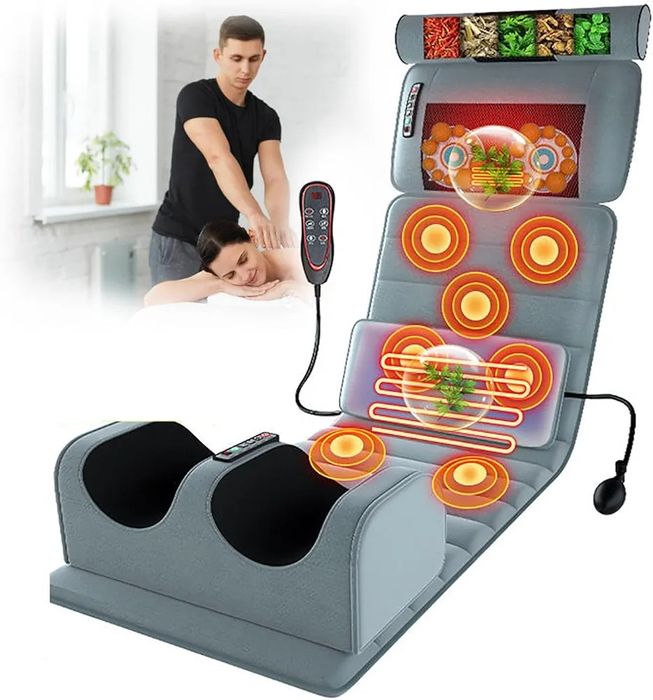 Подвижна !Масажна постелка за цяло тяло с10 вибрационни мотора,