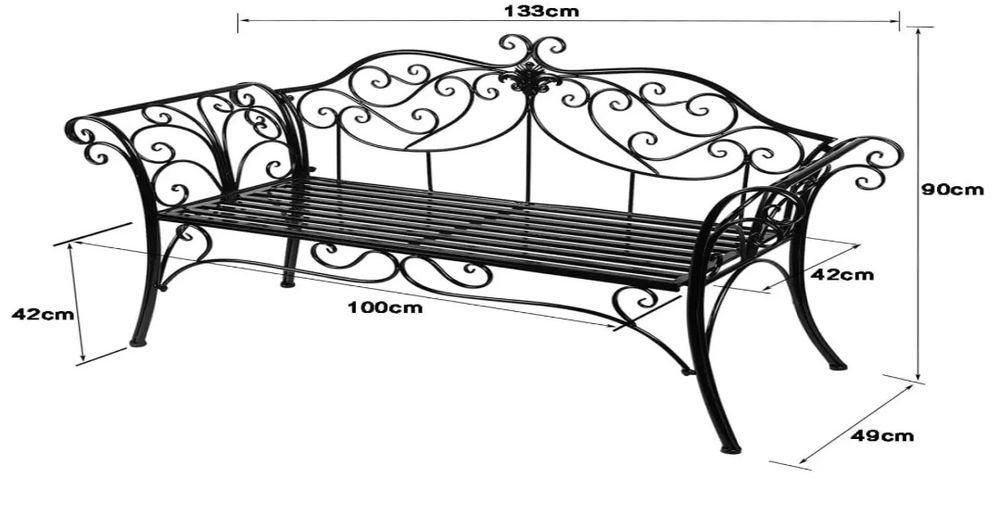 Градинска пейка метална. MC0086BK-N