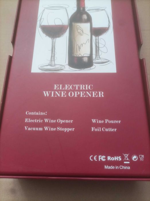 Tirbușon electric pentru desfăcut sticle de vin + accesorii