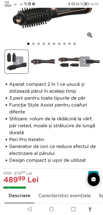 Ondulator păr - Perie rotativa cu aer cald