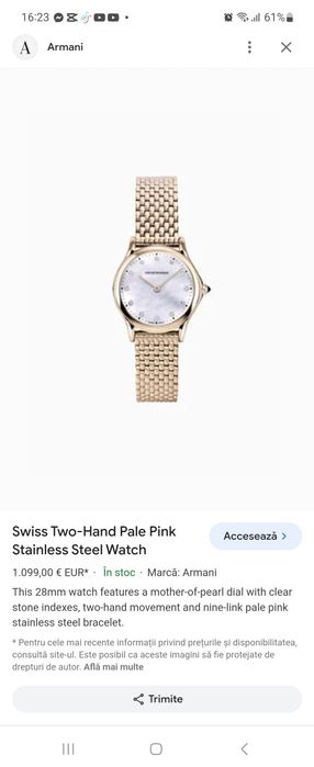Vând ceas armani nou