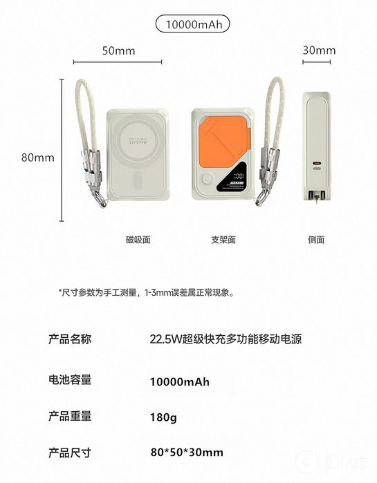 Мощный Повербанк 5-в-1 с MagSafe и Складной Вилкой | 22.5W Быстрая