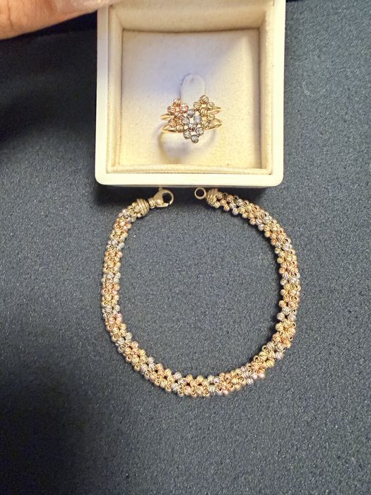 Set bratara si inel din aur 14 k