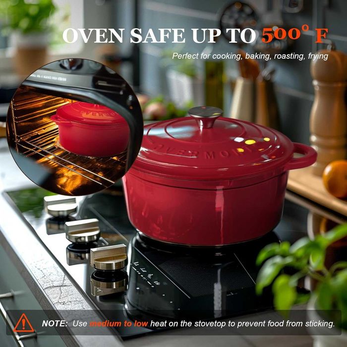 Емайлирана чугунена тенджера за печене Overmont 5.2L, 26cm