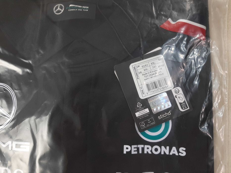 Mercedes AMG F1 Team Polo - Оригинална мъжка тениска с яка