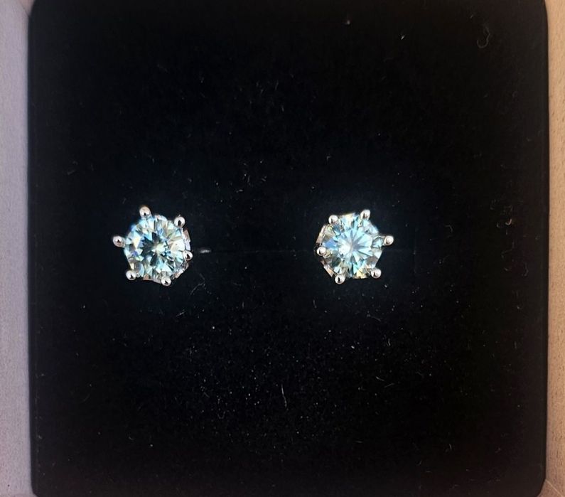Cercei cu piatra pretioasa 0.5CT/1CT(cod925)_Testate